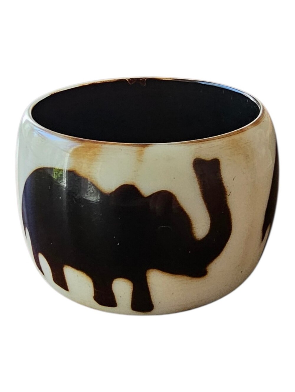 Elephant . brown and white chunky bangle
